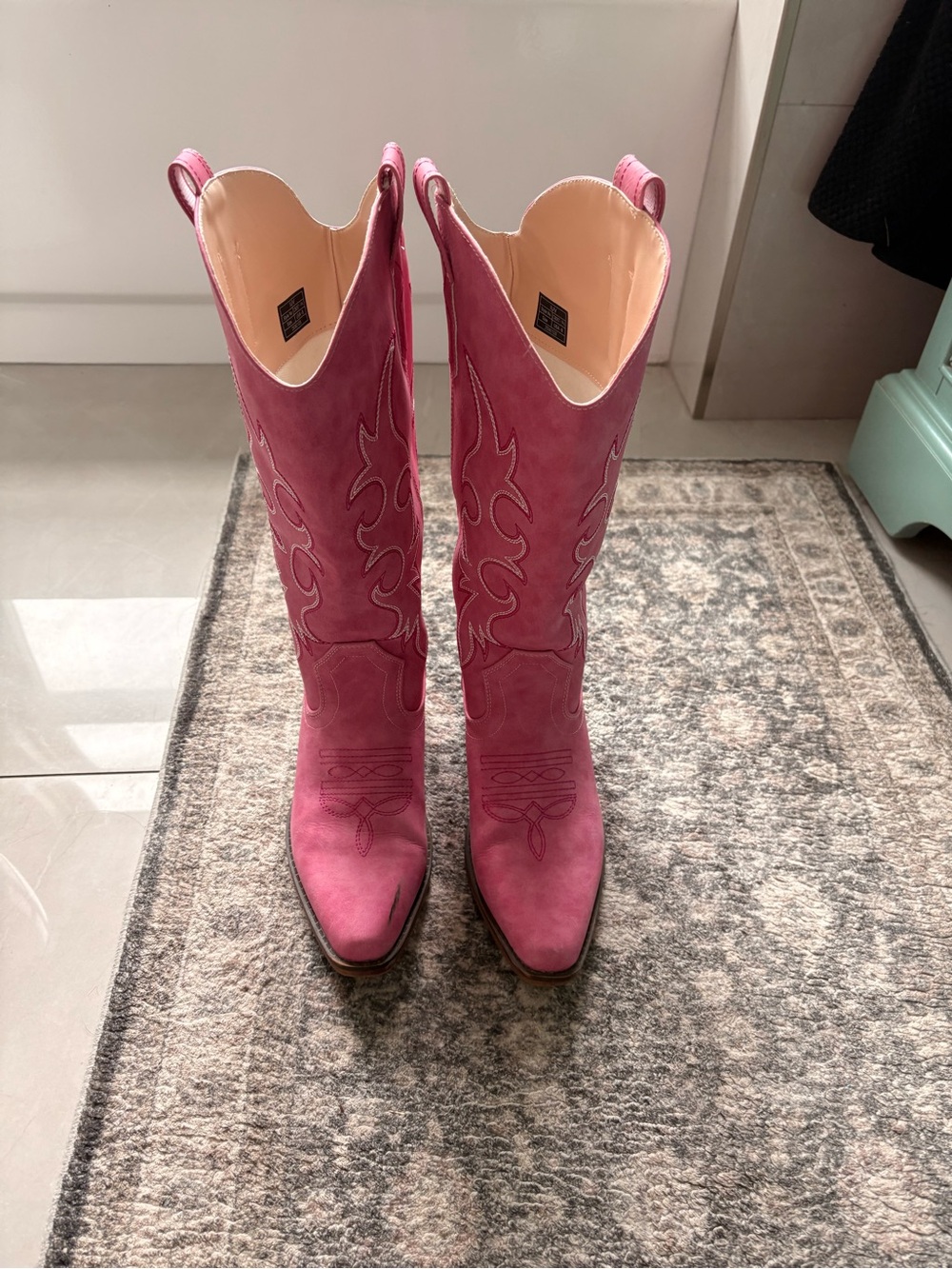 Amazon Hot Pink Suede Western Knee Boots